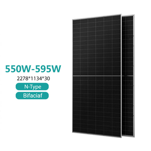 Panneaux solaires monocristallins bifaciaux de type N, double vitrage, ultra haute efficacité, entièrement noirs, pour 550W-595W, garantie 30 ans - Product Image 1