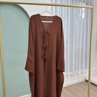Abaya Loriya Modest Crepe Trend 2025, coupe ample, nœud papillon, kimono, vêtements islamiques, abaya musulmane, robe maxi Dubaï