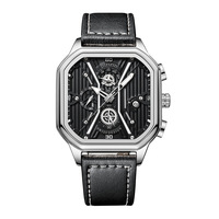 Nouvelle montre à quartz carrée en cuir imperméable pour homme - Montre-bracelet sportive et décontractée pour homme