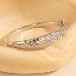 Gold Plated <b>Copper</b> Bangle Double V Design Stackable <b>Bracelet</b> For Women Fashion Jewelry Accessory - Product Image 3
