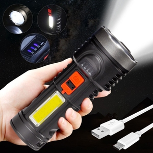 High Power Portable LED Plastic Torch UBS <b>Rechargeable</b> <b>Flashlight</b>-Handheld USB Traffic Lights <b>Flashlights</b> - Product Image 6