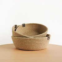KUYUE Lot de 3 petits paniers en jute tissé pour cosmétiques, paniers de rangement pour étagères, paniers cadeaux