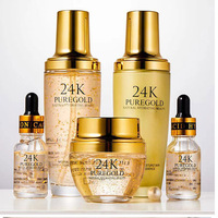 Ensemble de soins de la peau coréen à étiquette privée pour femmes, soin du visage anti-acné et anti-âge, ensemble de soins de la peau en or 24 carats