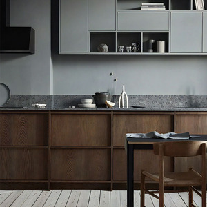 Gabinetes Modernos <span class=keywords><strong>de</strong></span> Lujo con Puertas e Isla Extensible para Diseño <span class=keywords><strong>de</strong></span> Cocina Abierta, Encimera <span class=keywords><strong>de</strong></span> Mármol, Isla <span class=keywords><strong>de</strong></span> Cocina Gris - Product Image 2