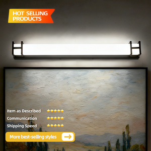 Modern Aluminum <b>LED</b> Wall Lamp 3500K Warm White Surface Mounted Bathroom <b>Light</b> Black Rectangular Design - Product Image 2