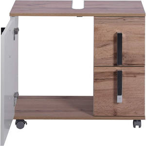 French Wood Black Double Sink Lights PVC Washroom <strong>Ready</strong> <strong>Made</strong> Basin Led <strong>Bathroom</strong> Cabinet - Product Image 6