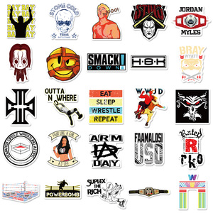 50 autocollants décoratifs de culture sportive de la lutte, autocollants de graffiti pour bouteille, ordinateur portable, téléphone, imperméables, pack d'autocollants <span class=keywords><strong>WWE</strong></span> - Product Image 3