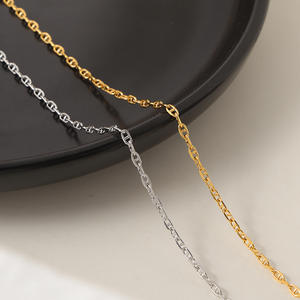 Chaîne à maillons plaquée or véritable, inaltérable, 2 mm, motif croix, polyvalente, pour collier superposé DIY, tendance, ras du cou, unisexe - Product Image 1