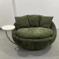 Fauteuil simple moderne en tissu avec table d'appoint, style crème, ensemble de fauteuils de loisirs ronds, fauteuil de loisirs rembourré en mousse pour la maison