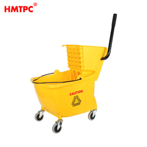 Seau à pression latérale HMTPC 30L avec roulettes, jaune, pour usage domestique et commercial - Product Image 5
