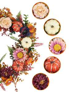 Nuova Ghirlanda Autunnale per il Ringraziamento <span class=keywords><strong>e</strong></span> Natale, Decorazione Colorata con <span class=keywords><strong>Zucche</strong></span> <span class=keywords><strong>e</strong></span> Rose per un'Atmosfera di Halloween - Product Image 3