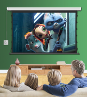 Écran motorisé Y-100 120 150 200 4K HD blanc avec tension par languettes, écran de projection électrique pour cinéma maison