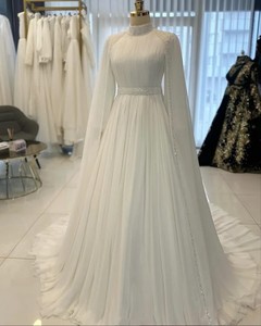 Vestido <span class=keywords><strong>de</strong></span> <span class=keywords><strong>Novia</strong></span> <span class=keywords><strong>de</strong></span> Lujo Estilo <span class=keywords><strong>Princesa</strong></span> Moderno, Diseño Elegante en Chifón, Línea Recta con Cola <span class=keywords><strong>de</strong></span> Capilla, para Primavera y Verano - Product Image 1