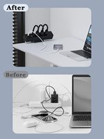 Station d'alimentation industrielle ETL à fixation sur bureau avec USB-C à charge rapide, 3 prises, NFC, ABS, câble rétractable 20W, pour usage hospitalier