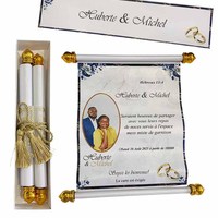 Cartes d'invitation de mariage islamiques enroulées en papier, style créatif, estampage à chaud doré, boîte unique avec pompon