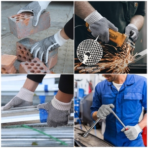 Guante punteado de <span class=keywords><strong>PVC</strong></span> de doble cara Guante de trabajo de seguridad Guantes de punto de algodón blanco para trabajo Trabajo de jardín industrial - Product Image 6