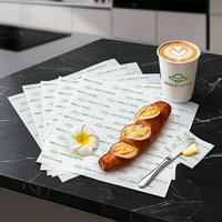 Papier d'emballage alimentaire jetable personnalisé avec logo, enduit de PE, écologique, simple face, pour hamburgers, snacks, pâtisseries et pain