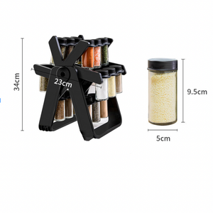 360. Portaspezie Girevole con 18 Barattoli in <span class=keywords><strong>Vetro</strong></span>, Scaffale per Condimenti da Cucina, Organizzatore Durevole in ABS+PP - Product Image 4