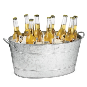 Beer Ice Tub Galvanized Metal Beverage <b>Cooler</b> with Side Handles Large <b>Drink</b> Chiller for Bar Party Restaurant Events - Product Image 3
