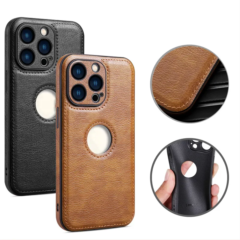 MAXUN Luxury Fashion Brand Cell Phone Leather Case for iPhone 14 13 12 11 Plus Pro Max Soft Leather Phone Case