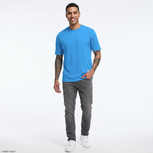 เสื้อยืดสีน้ำเงินเข้มสำหรับผู้ใหญ่แบบยูนิเซ็กซ์ เหมาะสำหรับออกกำลังกายและใส่ในยิม ใส่ลำลอง วิ่งออกกำลังกาย สวมใส่สบายเป็นพิเศษ แห้งเร็ว คอกลม แขนสั้น - Product Image 1