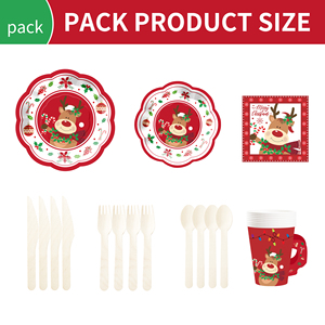 DAMAI Merry Christmas Party Supplies Christmas Reindeer <b>Pattern</b> Include Dessert <b>Paper</b> Plate Cups Napkins for Christmas Party - Product Image 2