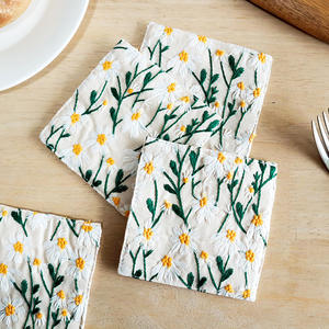 Posavasos Rectangular de Lino y Algodón con Bordado de Margaritas, Aislante del Calor, para Tazas de Té - Product Image 3