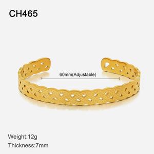 Wholesale Zeadear PH-0079 <b>Fashion</b> 304/316L Stainless Steel 14k Gold Plated <b>Cuff</b> <b>Bracelets</b> Zircon Women's Letter Design - Product Image 6