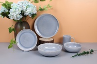 Ensemble de vaisselle en céramique 12 pièces, assiettes et bols