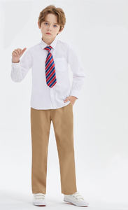 Pantalons en tissu extensible résistant aux plis pour garçons, couleur kaki et <span class=keywords><strong>noir</strong></span>, à assortir avec des chemises d'école, des blazers, des uniformes scolaires - Product Image 5