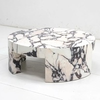 Table basse moderne personnalisable en marbre Calacatta Viola pour salon, durable et écologique, garantie 1 an