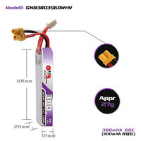 Batterie Lipo GNB 1S 3S 380mAh 60C pour véhicule aérien sans pilote, batterie GNB pour voiture RC 1/10, avion, drone FPV, kit