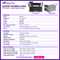 Imprimante DTF numérique 604PRO, quatre têtes d'impression, largeur 680 mm, circulation d'encre blanche, système de capsulage automatique, système d'alimentation continue en encre