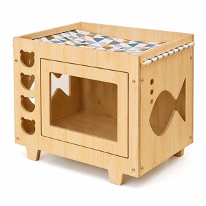 Hamac pour chat à deux étages, meuble pour chat en bois de pin, hamac suspendu en toile, cachette pour chats - Product Image 1