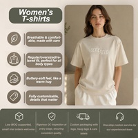Kaos Wanita Oversize Bahan Tebal 100% Katun Lengan Pendek Polos Desain Kustom Grosir Musim Panas