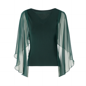 Cape Soft Lightweight Wedding Bride Chiffon Cape Ladies Evening Ball <strong>Shrug</strong> <strong>Women's</strong> Loose Casual Short Sleeve Chiffon Top T-shirt - Product Image 2