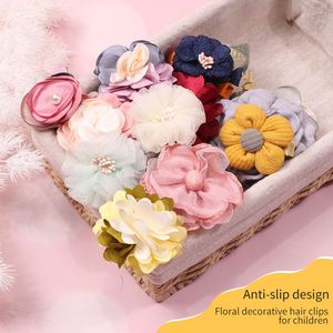 En caja, 15 Uds., horquillas de flores hechas a mano para niños, Clip lacado de tela con todo incluido, Tiara de princesa dulce, accesorios para el cabello, traje - Product Image 2