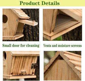 Nichoir en bois de pin non fini pour pinsons et oiseaux chanteurs - Product Image 5