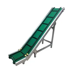 LANGLE Automatic Motorized Hopper Incline Belt Conveyor PVC Powered Incline Conveyor With Hopper With Bucket Climbing PU Motor