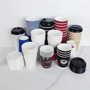 波纹墙定制咖啡杯一次性可生物降解咖啡杯带盖环保咖啡杯咖啡店用品
