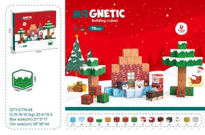 Blocs de <span class=keywords><strong>construction</strong></span> magnétiques pour enfants, cubes sur le thème de Noël, jouet de <span class=keywords><strong>construction</strong></span> créatif STEM, cadeau de vacances idéal pour les tout-petits - Product Image 2