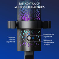 Support de bureau léger GAM-DM90 pour microphone à condensateur de bureau pour jeux et diffusion en direct, microphone filaire RGB avec éclairage RGB