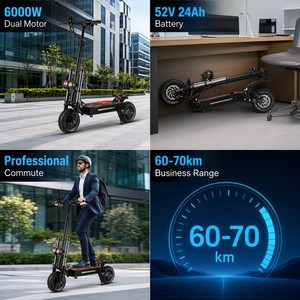 Potente Scooter Eléctrico Plegable de Doble Motor, 52V 24Ah, Alta Velocidad, para Negocios y Desplazamientos Diarios - Product Image 2