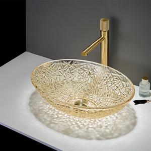 Lavabo da Appoggio in Vetro Temperato Colorato di Alta Qualità, Lavandino Artistico Ovale Blu e Verde per <span class=keywords><strong>Bagno</strong></span> - Product Image 6