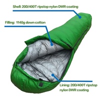 Sac de couchage en duvet de canard et d'oie pour le camping, ultraléger, portable, pour le froid, de type momie