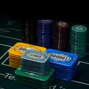 Chip Poker akrilik kristal persegi kualitas tinggi Chip Poker buatan khusus pemasok koin bulat Eropa kasino profesional