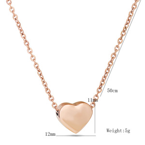 Cadena de clavícula de acero inoxidable en forma de corazón, chapada en oro de 18 quilates, colgante liso de 12 mm, collar para uso diario, regalo. - Product Image 5
