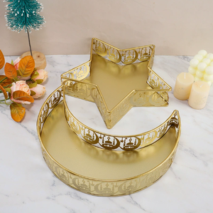 DAMAI 2026 Nuevo Plato de Frutas para Ramadán, Decoración para el Hogar, Adorno para Eid Mubarak, Bandeja de Hierro con Diseño de Luna y Estrella para Aperitivos, Decoración para Ramadán - Product Image 4