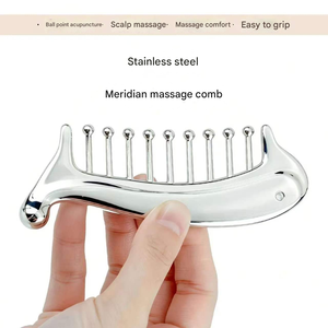 Peine de Acero Inoxidable para Masaje del <span class=keywords><strong>Cuero</strong></span> <span class=keywords><strong>Cabelludo</strong></span>, Herramienta de Terapia de Acupresión Gua Sha para <span class=keywords><strong>el</strong></span> Crecimiento del Cabello, Anticaída, Cuidado Capilar - Product Image 4