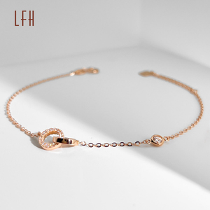 สร้อยข้อมือโชกเกอร์วงแหวนคู่แบบคลาสสิกสร้อยข้อมือทอง18K สร้อยข้อมือจี้บุคลิกภาพแหวนคู่แท้ - Product Image 1